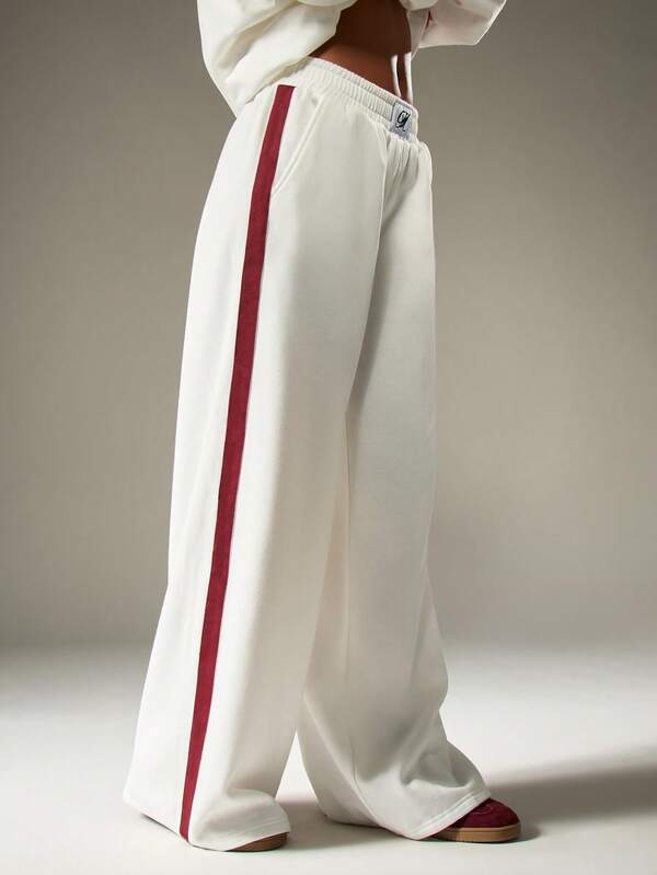 MISSGUIDED Wide Leg Track Pants With Side Stripes And Elastic Waist