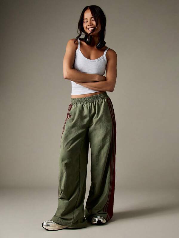 MISSGUIDED Wide Leg Track Pants With Side Stripes