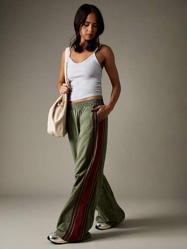 MISSGUIDED Wide Leg Track Pants With Side Stripes