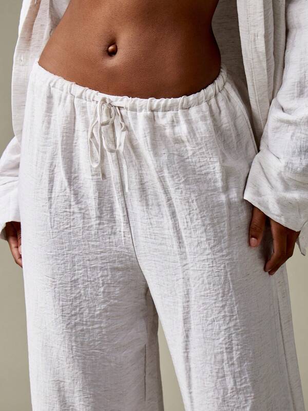 MISSGUIDED Women Linen Oversized Wide Leg Two Piece Outfit