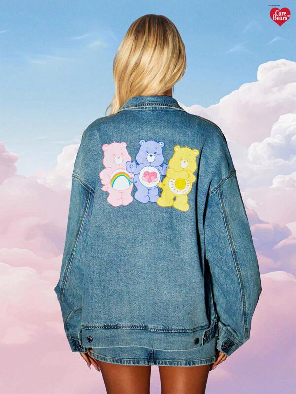 MISSGUIDED x Carebears MISSGUIDED Oversized Denim Jacket With Graphics