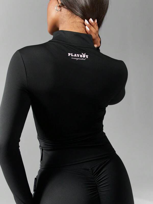 Missguided X Playboy Activewear Performance Zip Front Jacket