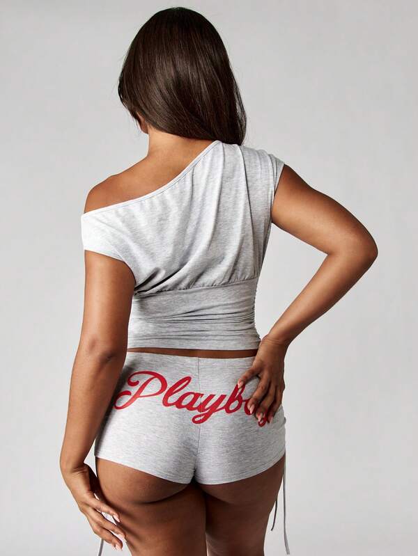 Missguided X Playboy Asymmetric Ruched Top With Side Ties
