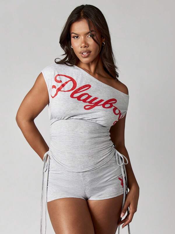 Missguided X Playboy Asymmetric Ruched Top With Side Ties