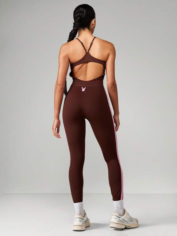 Missguided X Playboy Athletic Jumpsuit With Side Stripe