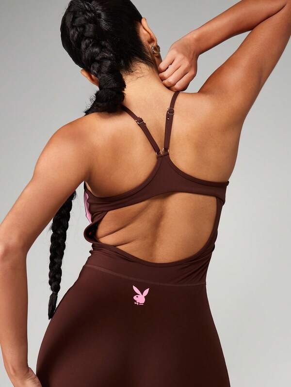 Missguided X Playboy Athletic Jumpsuit With Side Stripe