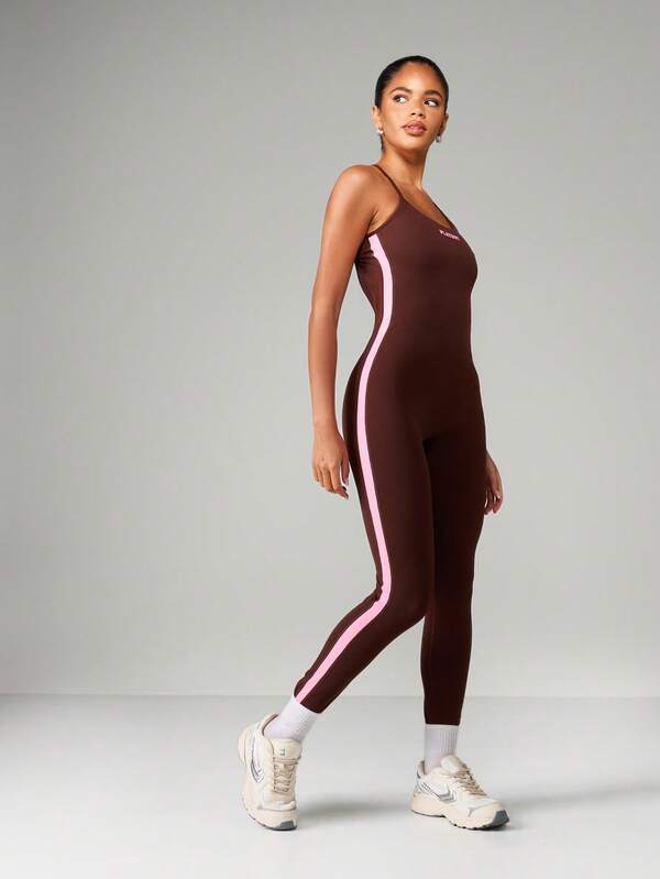 Missguided x Playboy Athletic Jumpsuit With Side Stripe