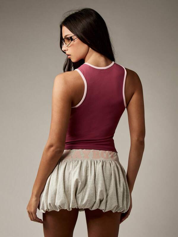 Missguided X Playboy Athletic Racerback Tank Top With Ringer Trim