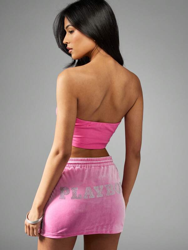 Missguided X Playboy Athletic Workout Strapless Bandeau Top