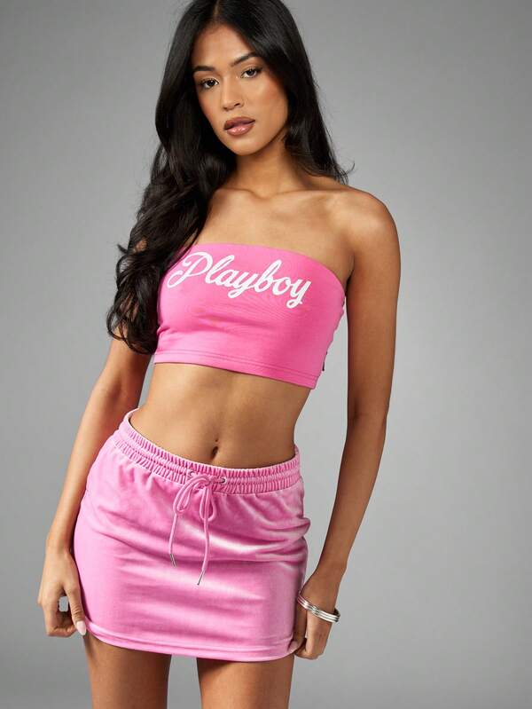 Missguided X Playboy Athletic Workout Strapless Bandeau Top