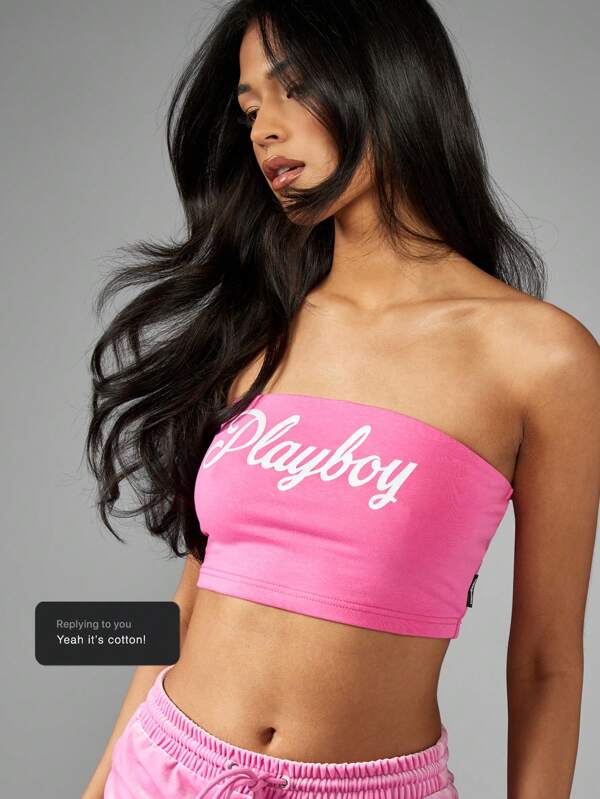 Missguided x Playboy Athletic Workout Strapless Bandeau Top
