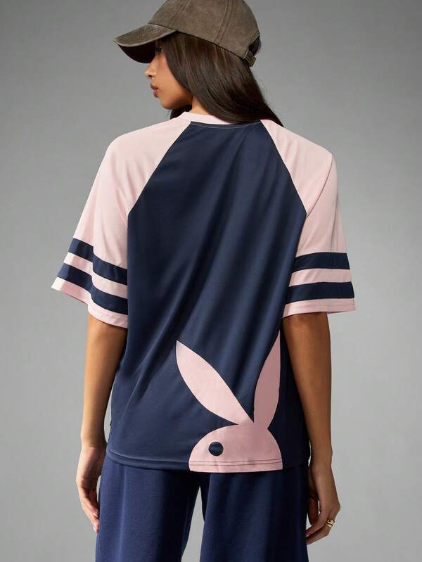 Missguided X Playboy Baseball Style Raglan T-Shirt With Number Print
