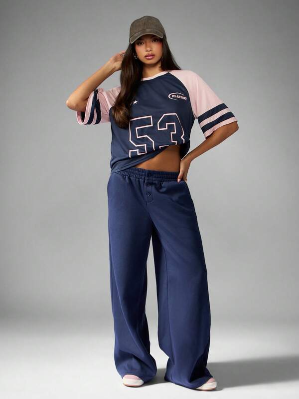 Missguided X Playboy Baseball Style Raglan T-Shirt With Number Print