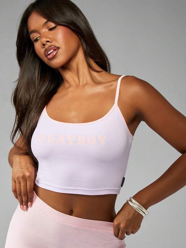 Missguided X Playboy Basic Essential Logo Strappy Tank