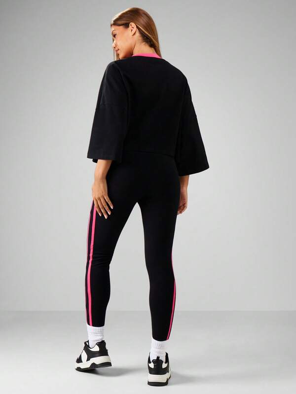 Missguided X Playboy Bell Sleeve Crop Top And High Rise Leggings Coord