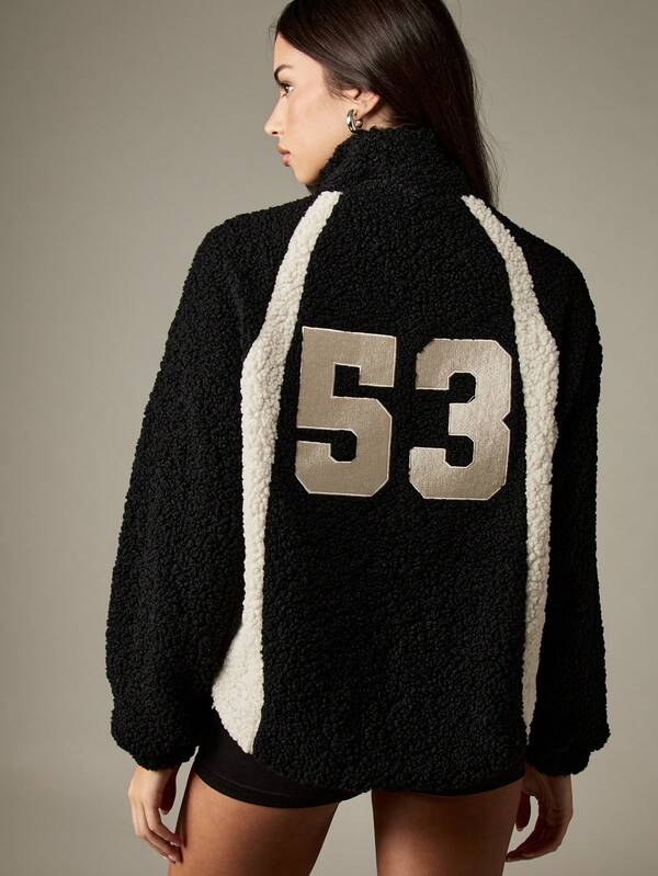 Missguided X Playboy Borg Half-Zip Sweatshirt With Contrast Detailing