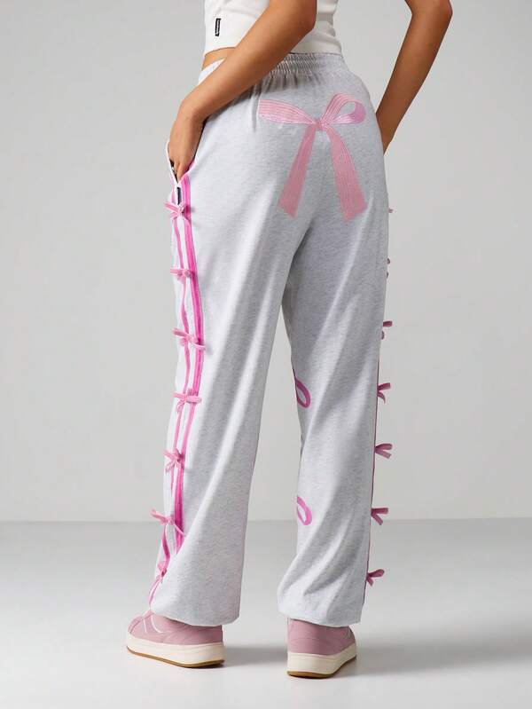Missguided X Playboy Bow Detail Side Lace Up Joggers