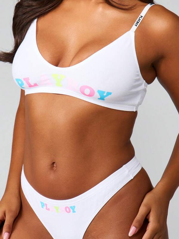 Missguided X Playboy Bralette And Underwear Set