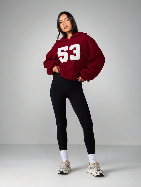 Missguided X Playboy Brand Logo Bunny Head Back Placement Borg Graphic Hoodie