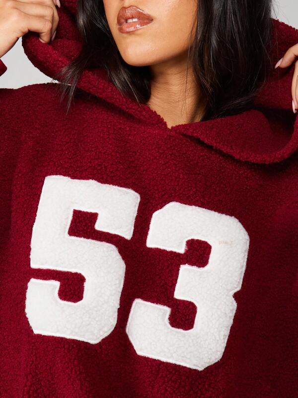 Missguided X Playboy Brand Logo Bunny Head Back Placement Borg Graphic Hoodie