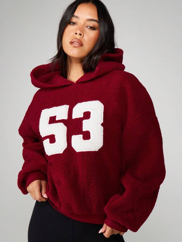 Missguided x Playboy Brand Logo Bunny Head Back Placement Borg Graphic Hoodie