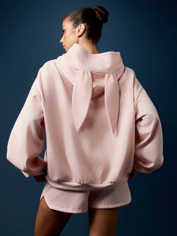 Missguided X Playboy Bunny Ear Zip Through Hoodie With Rabbit Hood Design