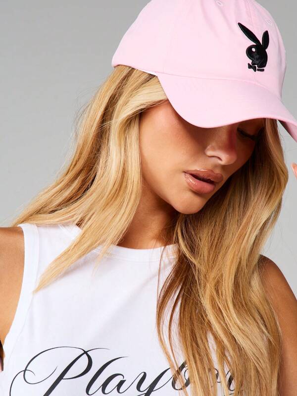 Missguided X Playboy Bunny Embroidered Baseball Cap With Curved Brim
