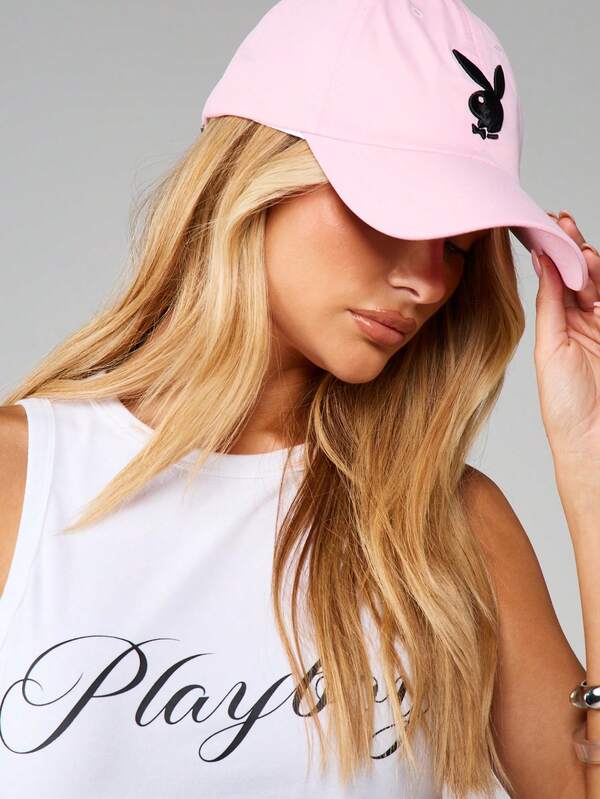 Missguided X Playboy Bunny Embroidered Baseball Cap With Curved Brim
