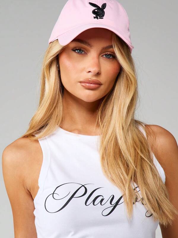 Missguided X Playboy Bunny Embroidered Baseball Cap With Curved Brim