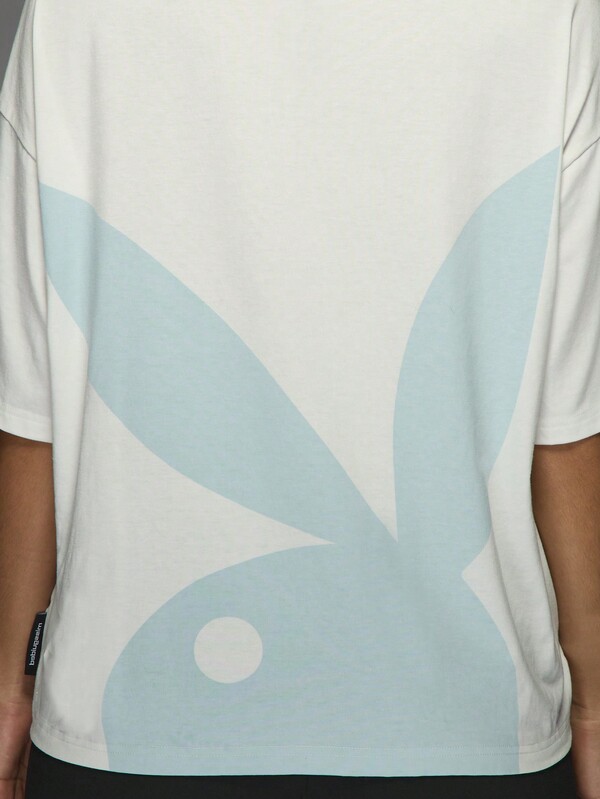 Missguided X Playboy Bunny Logo Print Round Neck Boxy Short Sleeve Casual T-Shirt
