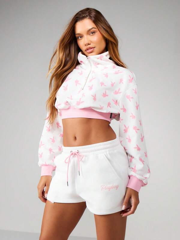 Missguided X Playboy Bunny Print Athletic Shorts
