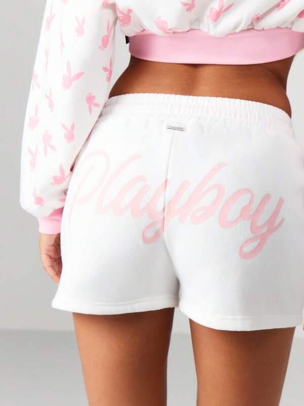Missguided X Playboy Bunny Print Athletic Shorts