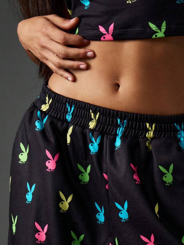 Missguided X Playboy Bunny Print Baggy Joggers