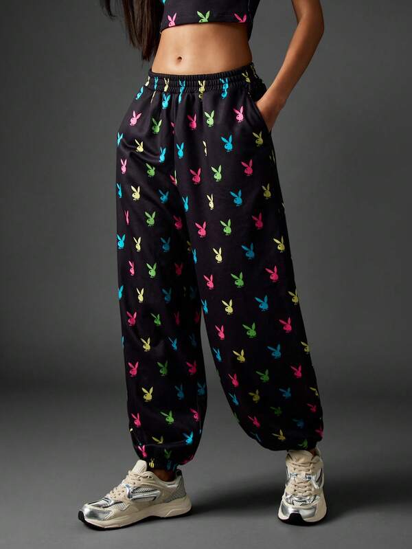Missguided x Playboy Bunny Print Baggy Joggers