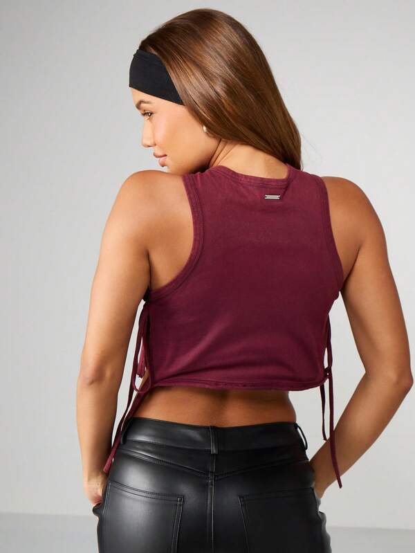 Missguided X Playboy Burgundy Tank With Rhinestone Design