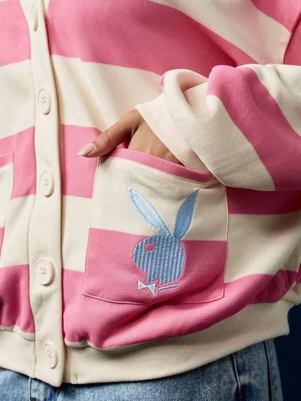 Missguided X Playboy Button Front Cardigan With Bunny Logo Patches
