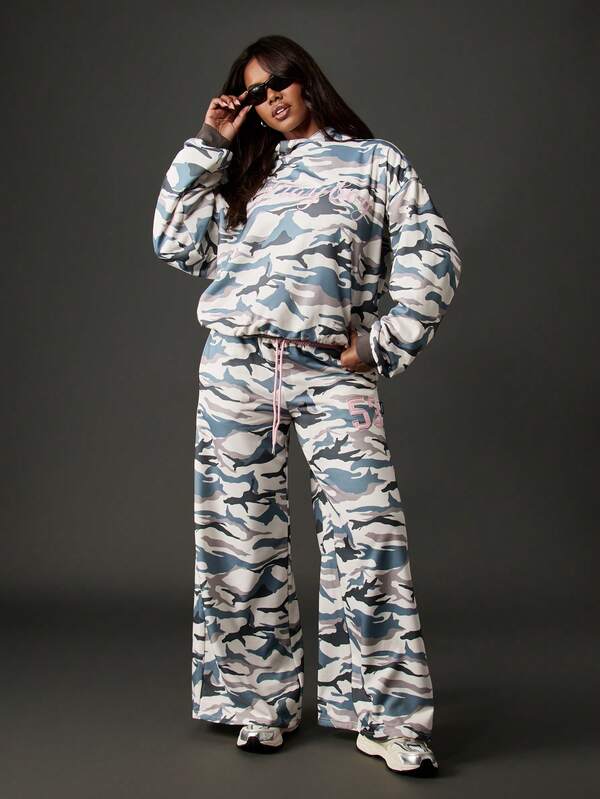 Missguided X Playboy Camo Print Hoodie With Drawstring And Bunny Logo