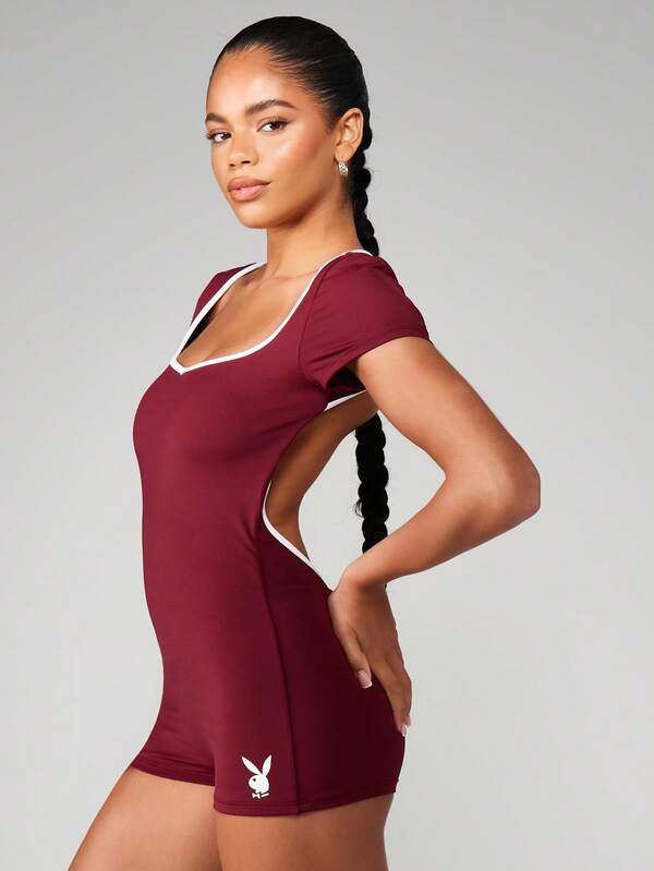 Missguided x Playboy Cap Sleeve Unitard With Open Back