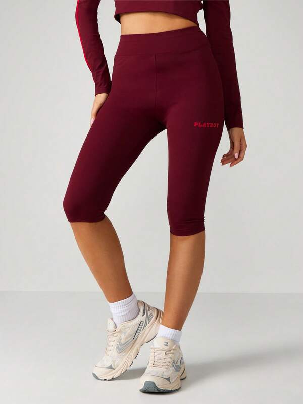 Missguided X Playboy Capri Leggings With High Waistband