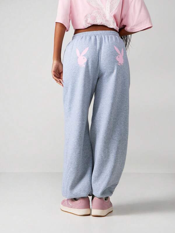 Missguided X Playboy Casual Sweatpants With Lace Side Stripes
