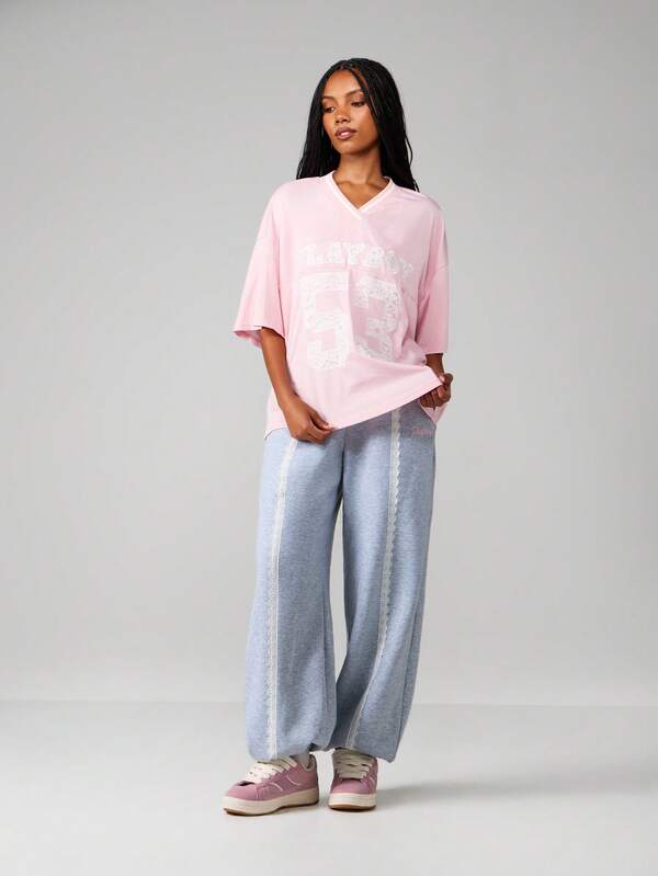 Missguided X Playboy Casual Sweatpants With Lace Side Stripes