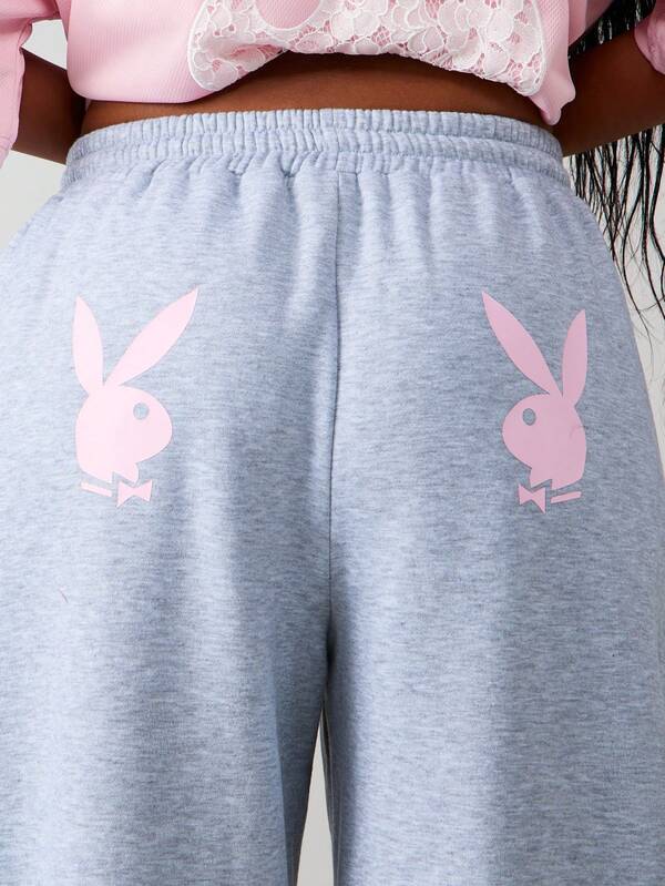 Missguided X Playboy Casual Sweatpants With Lace Side Stripes