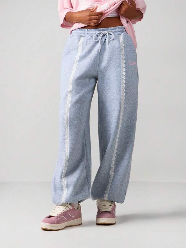 Missguided x Playboy Casual Sweatpants With Lace Side Stripes