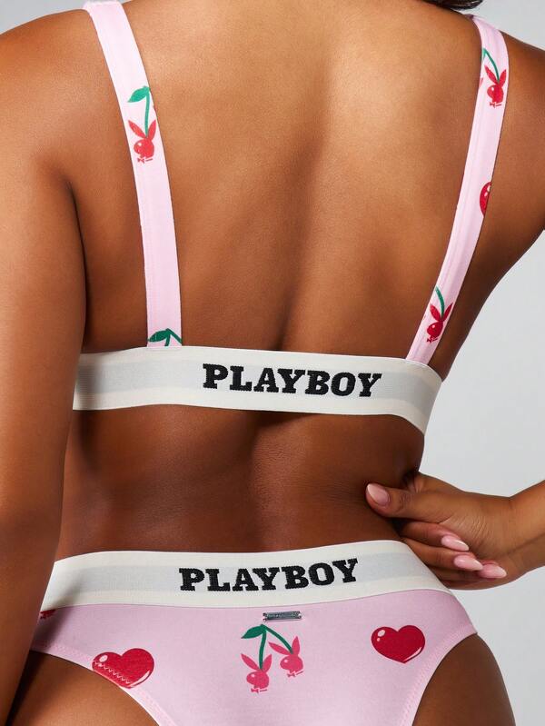 Missguided X Playboy Cherry Bow Bra And Panty Set