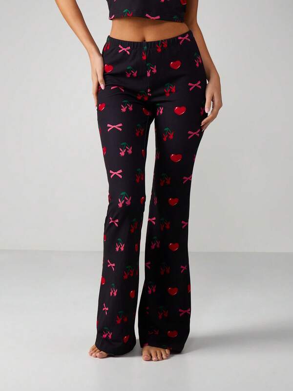 Missguided X Playboy Cherry Bow Print Halter Pajama Set