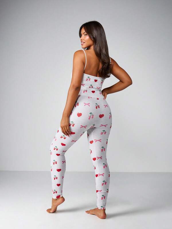 Missguided X Playboy Cherry Hearts Bow Print Pajama Set