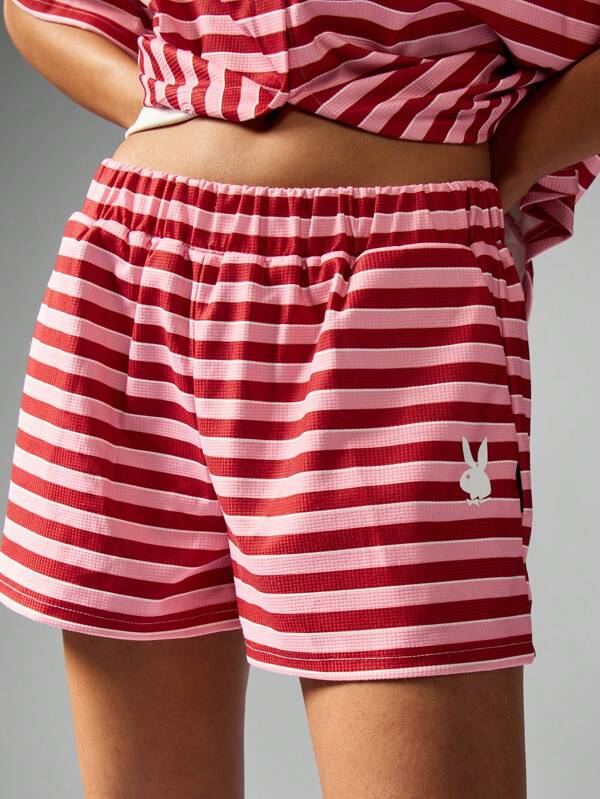 Missguided X Playboy Classic Retro Striped Two-Piece Coordinate Loungewear