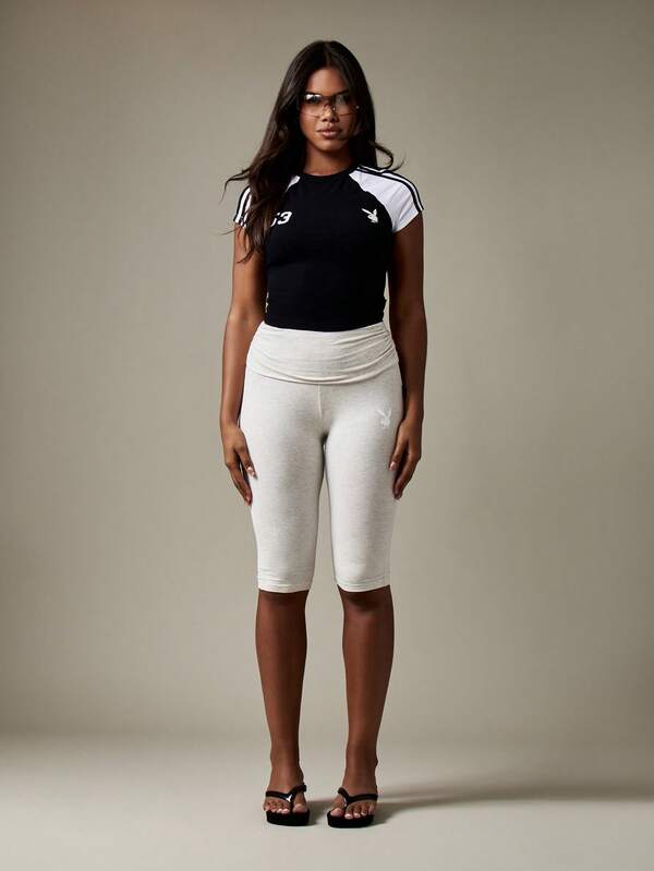 Missguided X Playboy Color Block Raglan Sleeve Fitted Crop T Shirt