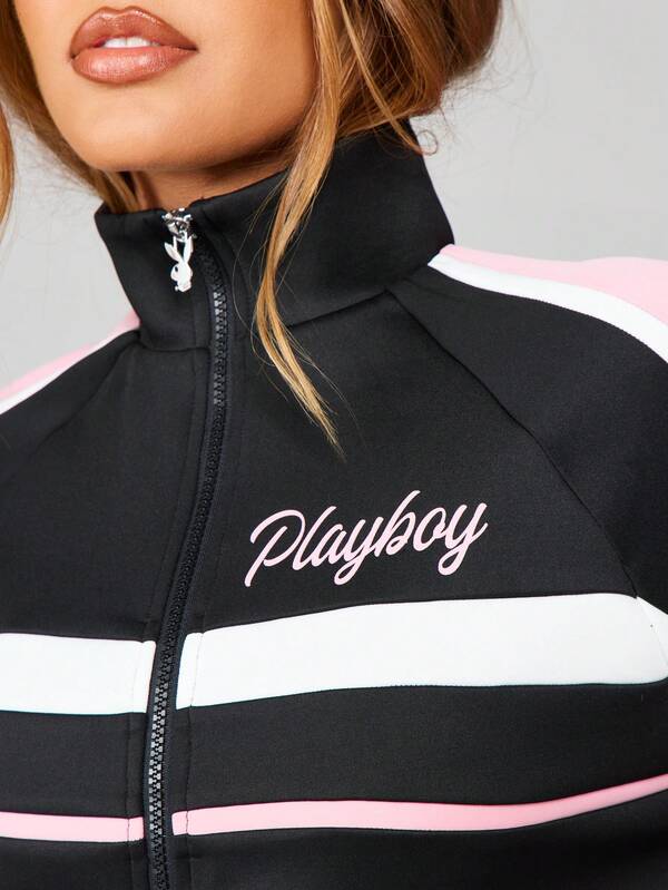 Missguided X Playboy Color Block Track Jacket