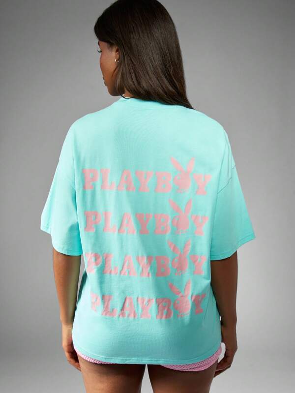 Missguided X Playboy Comfort Graphic Print Oversized T-Shirt